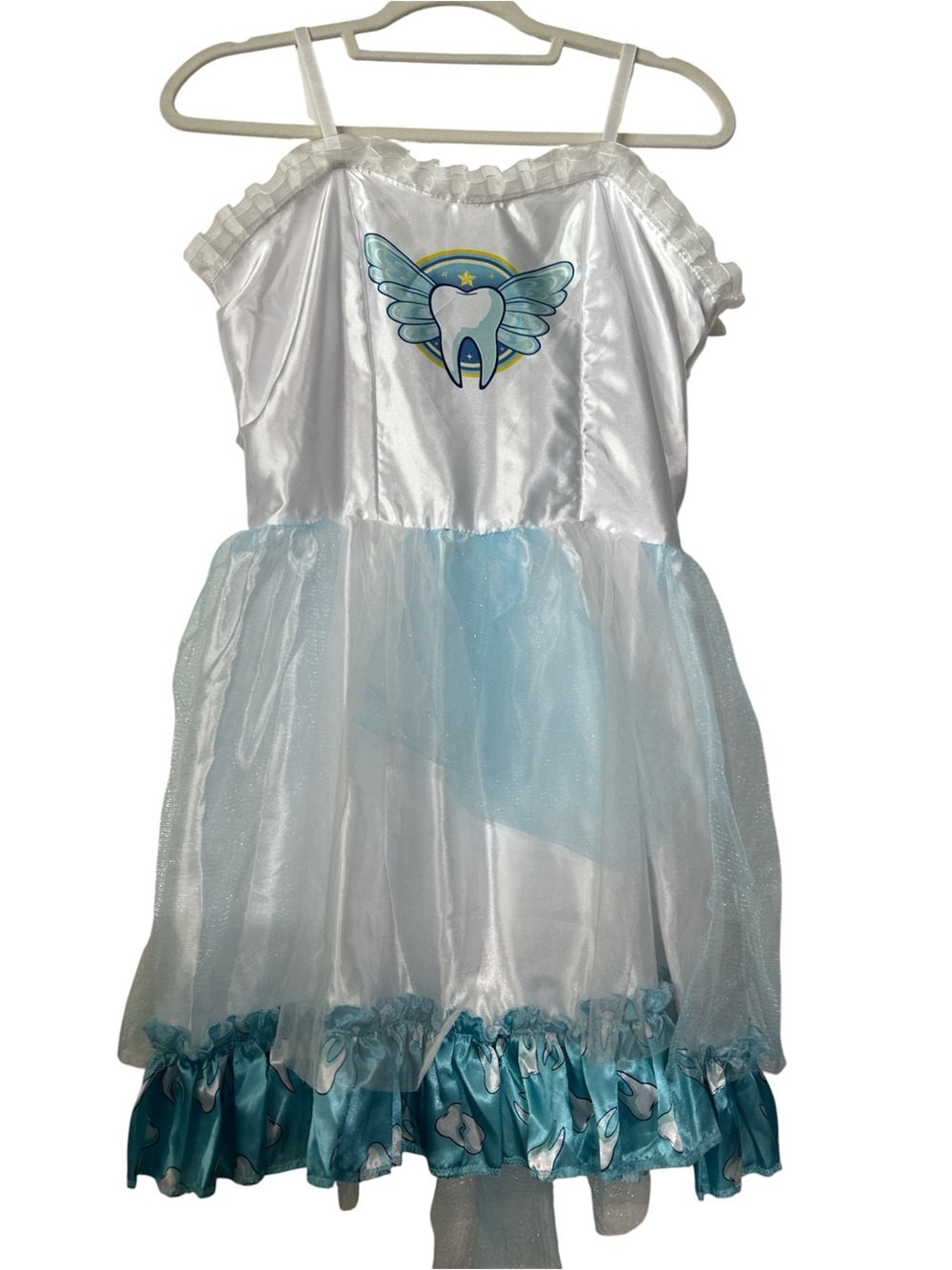 Kids Tooth Fairy Costume Dress - White & Light Blue Large